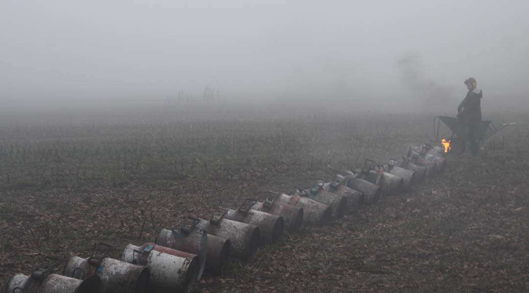 Carbidschieten in de mist