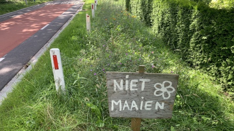 Niet alleen gemeente plaatst bord "Niet maaien"