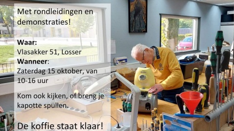 Open dag Repair Café op zaterdag 15 oktober